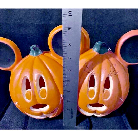 Vintage Disney Mickey and Minnie Mouse Halloween Pumpkin Blow Mold with Light - Picture 7 of 9